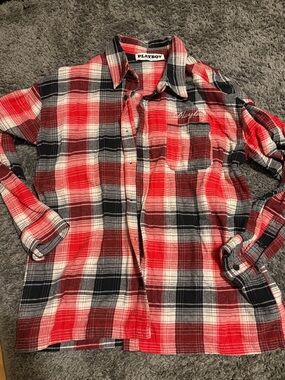 PacSun Playboy Plaid Flannel Shirt